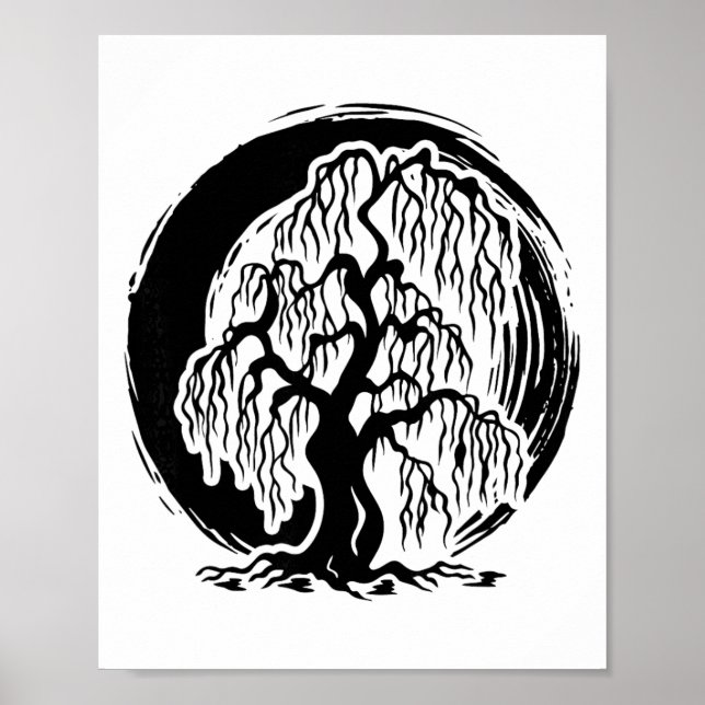 Achtsamkeit Trauerweide Baum Meditation Buddhismus Poster (Vorne)