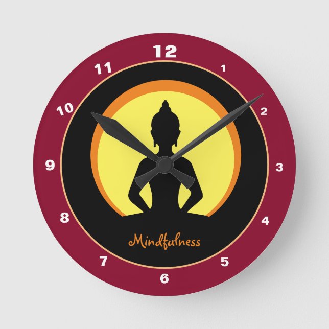 Achtsamkeit und Meditation Design Uhr Buddha /Mönc (Vorderseite)