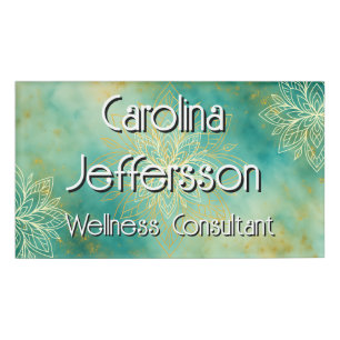 Achtsamkeit Wellness Consultant Zen Lotus Aquamari Namenschild