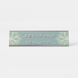 Achtsamkeit Wellness Consultant Zen Lotus Aquamari Schreibtischnamensplakette