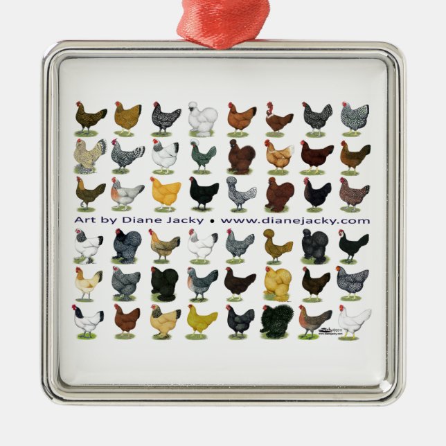 Achtundvierzig HennePromo Silbernes Ornament (Vorne)