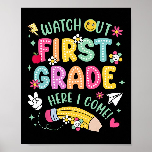 Achtung 1. Erste Klasse hier komme ich Kind zurück Poster (Vorne)