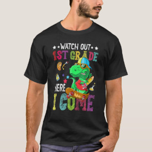 Achtung 1. Klasse ich komme Trex Dinosaurier Rücke T-Shirt