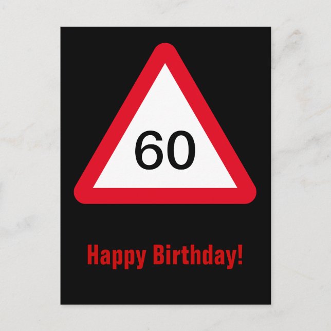Achtung: 60. Geburtstag Postkarte (Vorderseite)