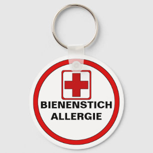 Achtung - Bienenstich Allergie Schlüsselanhänger