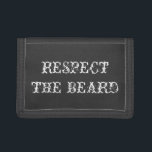 Achtung der Bartbörse für Männer Tri-fold Geldbeutel<br><div class="desc">Respektieren Sie die Bartbörse für Männer Funny Geschenk Idee für Vater,  Onkel,  Bruder,  Opa,  Freund etc. Personalisierbarer Text. Vintages Design.</div>