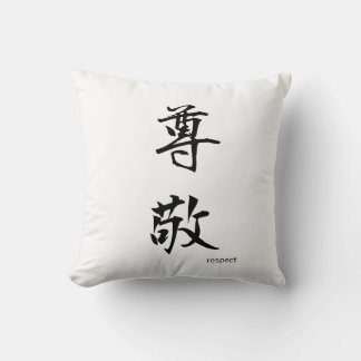 Achtung des japanischen Kanjis Schwarz-Weiß-Kissen Kissen