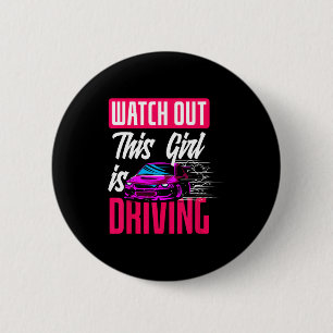 Achtung Dieses Mädchen Fährt Komisch Neuer Fahrer Button