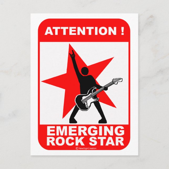 Achtung! Entstehender Rockstar! Postkarte (Vorderseite)