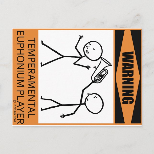 Achtung: Euphonium-Spieler Postkarte (Vorderseite)