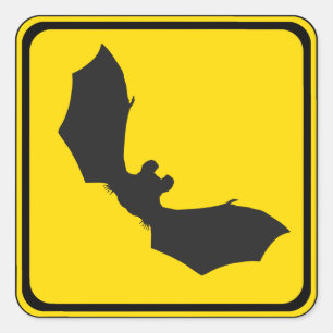 Achtung: Fledermäuse! Quadratischer Aufkleber