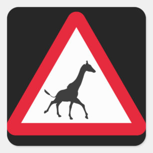 Achtung: Giraffenüberquerung! Quadratischer Aufkleber