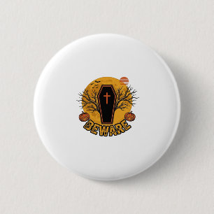 Achtung Halloween Sarg Kürbis Vintage-Shirt Desi Button