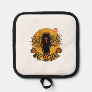 Achtung Halloween Sarg Kürbis Vintage-Shirt Desi Topflappen