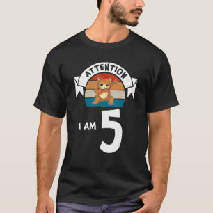 Achtung Ich bin 5 Katze 5. Geburtstag Junge Geburt T-Shirt