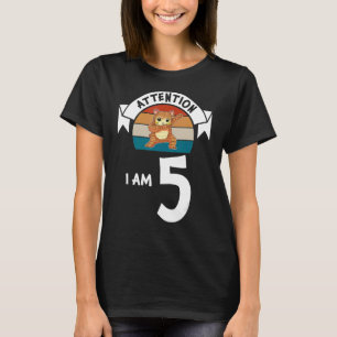 Achtung Ich bin 5 Katze 5. Geburtstag Junge Geburt T-Shirt