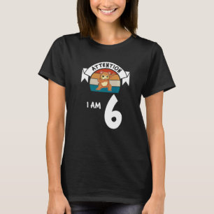 Achtung Ich bin 6 Katze 6. Geburtstag Junge Geburt T-Shirt
