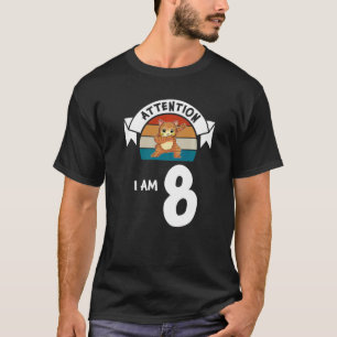 Achtung Ich bin 8 Katze 8. Geburtstag Junge Geburt T-Shirt