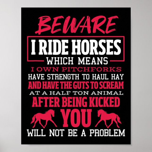 Achtung, ich fahre Pferde Reiten Reiten Poster (Vorne)