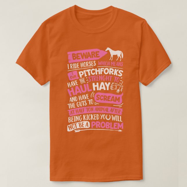 Achtung, ich fahre Pferde Reiten T-Shirt (Design vorne)