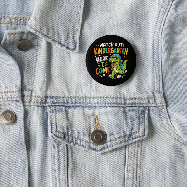 Achtung Kindergarten ich komme Dino Button (Beispiel)