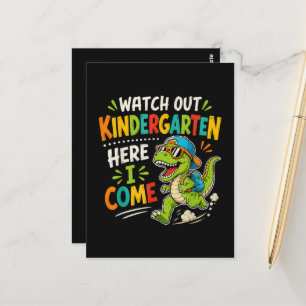 Achtung Kindergarten ich komme Dino Postkarte
