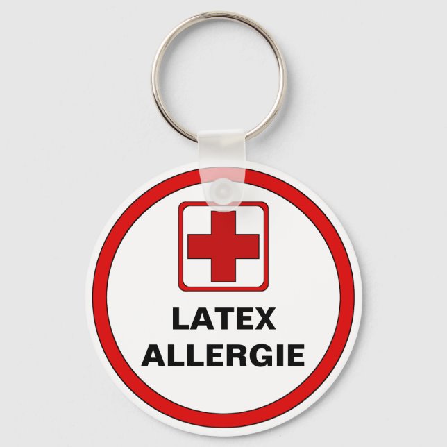 Achtung - Latex Allergie Schlüsselanhänger (Vorderseite)