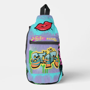 Achtung, modernes Straßenspray lila Crossbody Bag