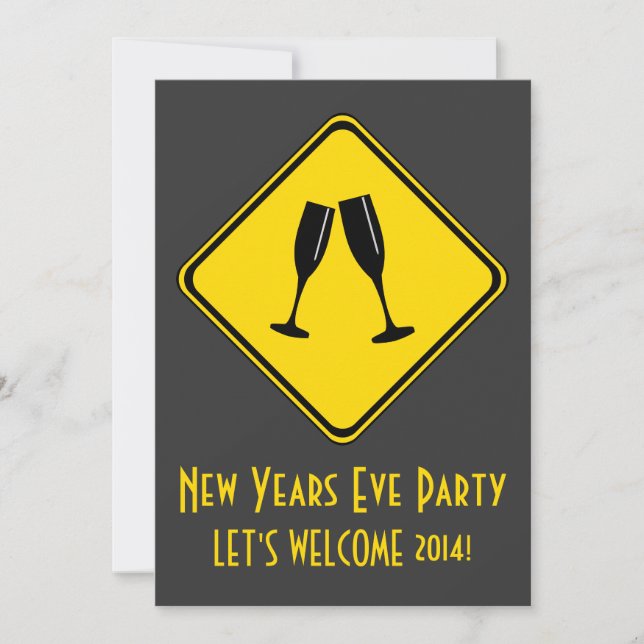 Achtung: Silvester Party vorbei! Einladung (Vorderseite)