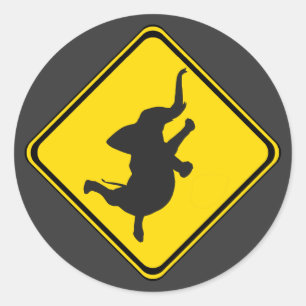 Achtung: Tanzender Elefant Xing! Runder Aufkleber