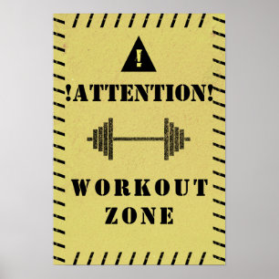 Achtung, Trainingszone im Stil eines Fitnessstudio Poster