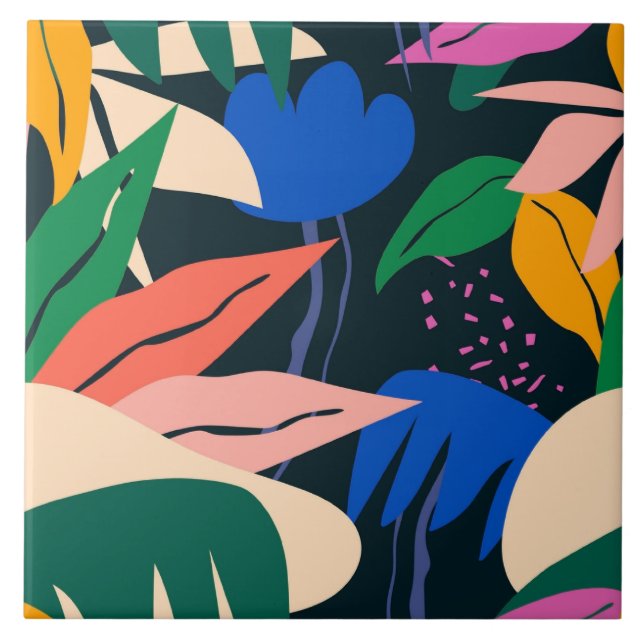 Achtung Tropisches Muster Fliese (Vorderseite)