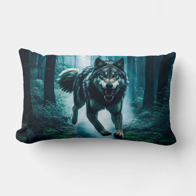 Achtung: Vollmond Lumbar Kissen (Vorderseite)