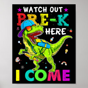 Achtung, Vorkinder, ich komme. Dinosaurier fahren Poster