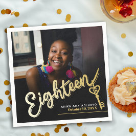 Achtzehn 18. Geburtstag benutzerdefiniertes Foto-S Serviette