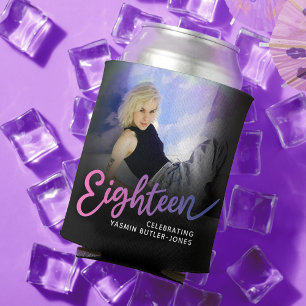 Achtzehn 18. Geburtstag Foto Drehbuch Rosa lila Dosenkühler