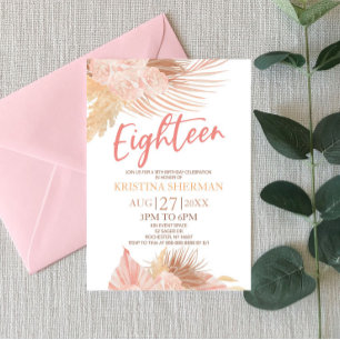 Achtzehn Boho Pink Floral 18. Geburtstagsparty Einladung