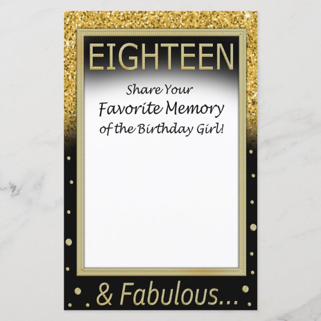 Achtzehn Lieblingsgedächtnisse der Geburtstagskart (Vorderseite)
