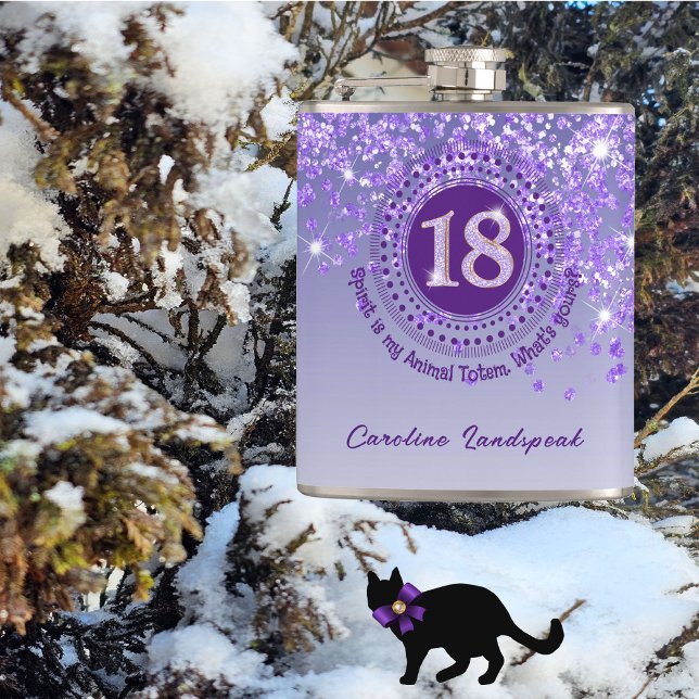 Achtzehn & Lila Glitzer- und Getränkekosen Flachmann (Von Creator hochgeladen)