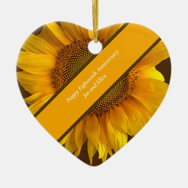 Achtzehnte Hochzeitstag Sonnenblume Keramik Ornament (Vorne)