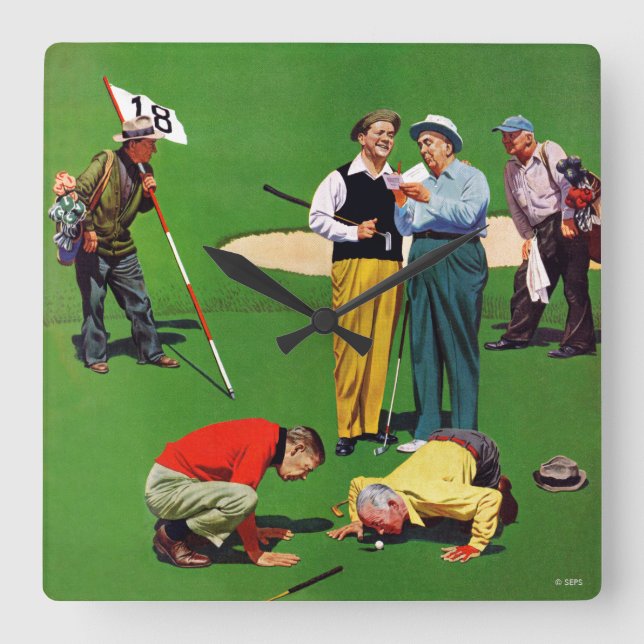 Achtzehnte Hole Quadratische Wanduhr (Vorderseite)