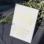 achtzig | Chic Foil Script 80. Geburtstagsparty Folieneinladung<br><div class="desc">Feiern Sie Ihren besonderen Tag mit dieser stilvollen 80. Geburtstagsfoto-Einladung. Dieses Design zeichnet sich durch eine schicke Schrift "Achtzig" mit einem sauberen Layout aus. Sie können die Briefmarke der reellen Folie wählen (Gold,  Silber,  Rose Gold). Weitere Designs und Party-Zubehör sind in meinem Shop BaraBomDesign erhältlich.</div>