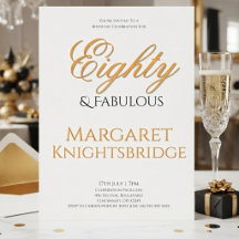 Achtzig & Fabulous Schrift Gold Schwarz Geburtstag