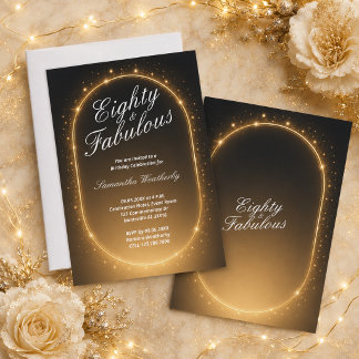 Achtzig & Fantastisch Gold Glitzer Geburtstag Einladung