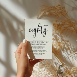 achtzig   Moderne 80. Schwarz & Weiß Geburtstagspa Einladungspostkarte