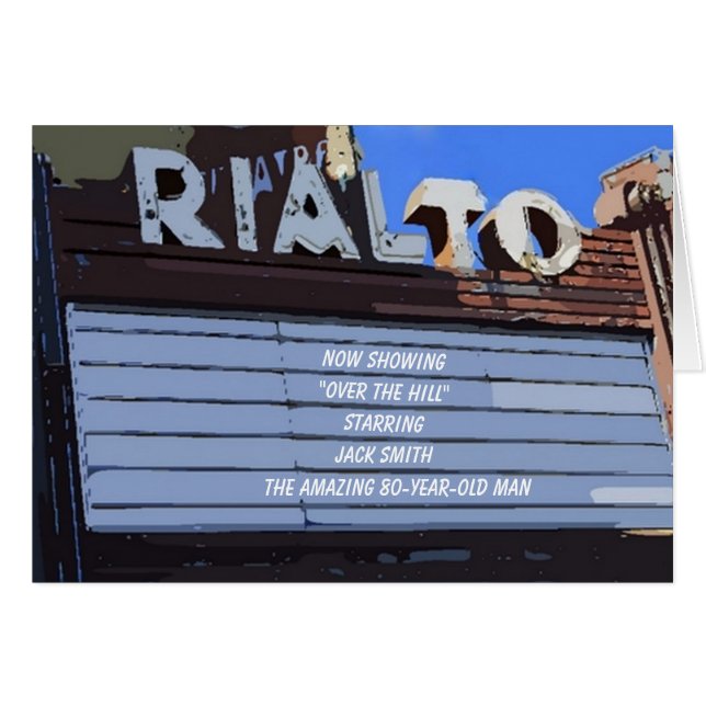 Achtzig "Over Hill" Glückwunsch Geburtstagszeichen (Vorderseite (Horizontal))