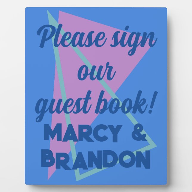 Achtzig Pastelle auf Blue New Wave Gästebuch Fotoplatte (Vorderseite)