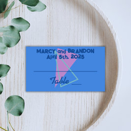 Achtzig Pastelle auf Blue New Wave Wedding Platzkarte