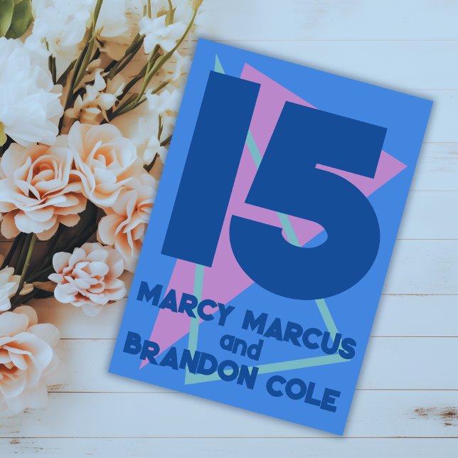 Achtzig Pastelle auf Blue New Wave Wedding Tischnummer (Von Creator hochgeladen)