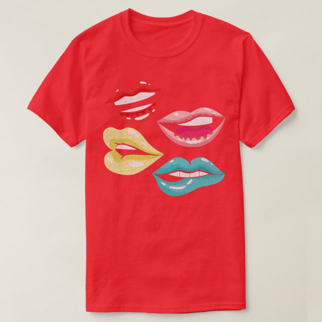 Achtzig Retro Lips 80er T-Shirt (Design vorne)